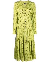 Pinko - Polka Dot-print Tiered Midi Dress - Lyst