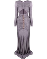 Elisabetta Franchi - Rhinestone-embellished Cut-out Long Dress - Lyst