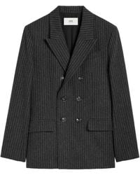Ami Paris - Pinstriped Double-Breasted Blazer - Lyst