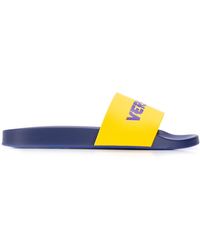 Versace Logo Print Slides - Yellow