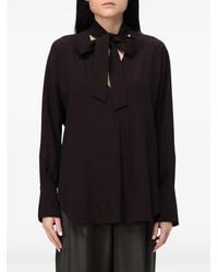 Agnona - Tie-Neck Long-Sleeve Blouse - Lyst