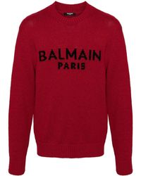 Balmain - Pullover mit Intarsien-Logo - Lyst