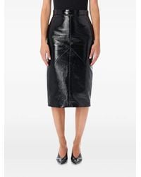 Lanvin - Falda Lápiz Larga De Algodón Revestido Con Cintura Alta Y Abertura Trasera - Lyst
