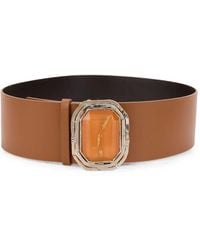 Alberta Ferretti - Embellished-Buckle Leather Belt - Lyst