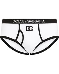 Dolce & Gabbana - Gerippter Brando Slip mit Logo-Bund - Lyst
