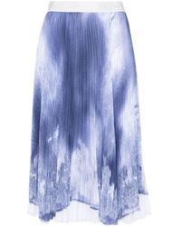 ERMANNO FIRENZE - Denim-print Pleated Skirt - Lyst