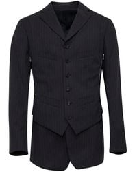 Comme des Garçons - Dobby Pinstripe-Pattern Zip-Detail Blazer - Lyst