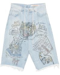 Secnd Slf - Graphic-Print Raw-Cut Shorts - Lyst