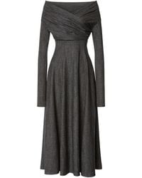 Alberta Ferretti - Off-The-Shoulder Draped Midi Dress - Lyst