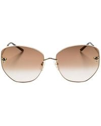 Cartier - Geometric-Frame Logo-Plaque Sunglasses - Lyst