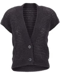 Eleventy - Sleeveless Openwork-Knit Cardigan - Lyst