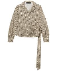 Brooks Brothers - Optical-Print Wrap Blouse - Lyst