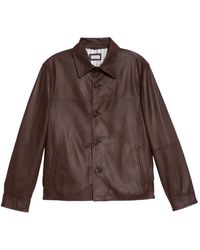 Brunello Cucinelli - Single-Breasted Leather Jacket - Lyst