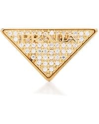 Prada - Crystal-embellished Triangle Stud Earrings - Lyst