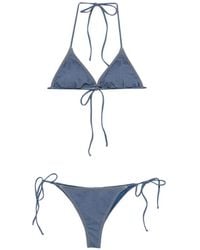 MC2 Saint Barth - Denim-Effect Triangle Bikini - Lyst