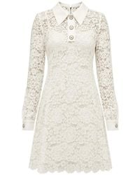 Dolce & Gabbana - Floral-Lace Collared Mini Dress - Lyst