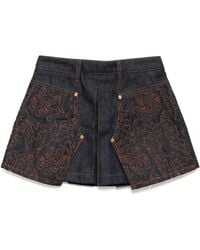 ANDERSSON BELL - Falda vaquera con paneles bordados y pliegues - Lyst