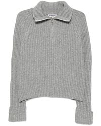LA PISCINE - Ribbed-Knit Zip-Neck Sweater - Lyst