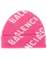 Balenciaga Wool All Over Logo Beanie in 