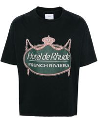 Rhude - Black Riviera Cotton T-shirt - Lyst