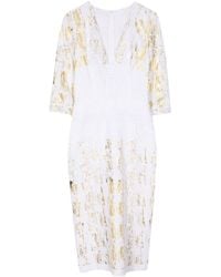 Costarellos - Foil-Print V-Neck Linen Dress - Lyst