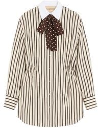 Valentino Garavani - Robe Courte En Popeline À Rayures - Lyst