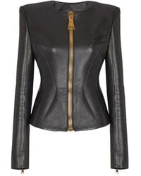 Balmain - Zipped Lambskin Basque Jacket - Lyst
