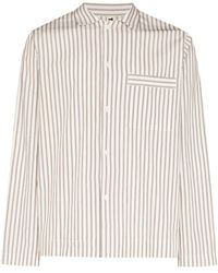 Tekla Striped Organic Cotton Pyjama Shirt - White