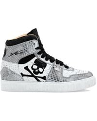 Philipp Plein - Baskets Montantes Skull En Peau De Python - Lyst