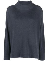 Brunello Cucinelli - Dark Wool Relaxed Sweater - Lyst