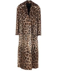Dolce & Gabbana - Leopard-Print Buttoned-Up Coat - Lyst