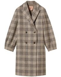 Twinset - Chequered Wool Cloth Coat With Sequins - Lyst