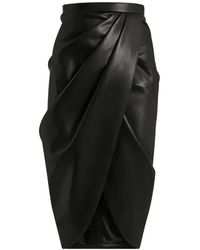 Balmain - Draped Lambskin Midi Skirt - Lyst