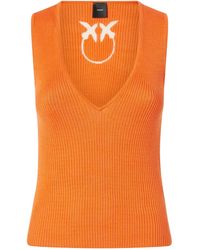 Pinko - Top Smanicato A Coste - Lyst