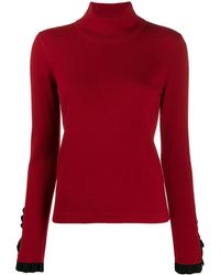 Temperley London Pleated Cuff Turtleneck Jumper - Red