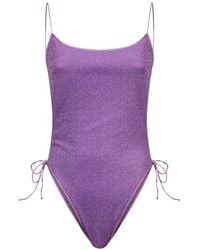 Oséree - Lumiere Metallic-Effect Side-Tie Swimsuit - Lyst
