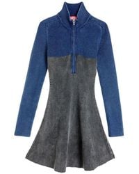 DIESEL - Rib-Knit Mini Dress With Two-Tone Denim Effect - Lyst