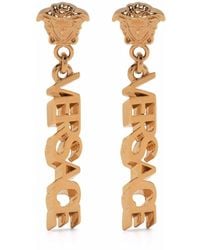 Versace - Logo Pendant Earrings - Lyst