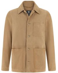 BOGGI - Shirt-Collar Leather Jacket - Lyst