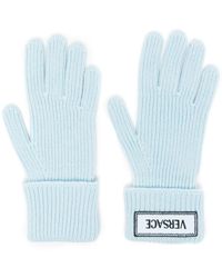 Versace - Logo-Patch Wool Gloves - Lyst