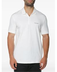 ARMANI EXCHANGE - Logo-Print Zip-Fastening Polo Shirt - Lyst