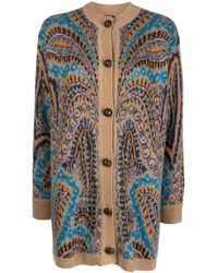 Etro - Paisley Intarsia-knit Ribbed-knit Cardi-coat - Lyst