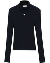 Courreges - Logo-Embroidered Ribbed Sweater - Lyst