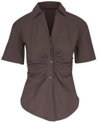 Veronica Beard - Devra Ruched Short-Sleeve Blouse - Lyst