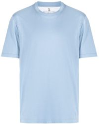 Brunello Cucinelli - T-shirt en lin mélangé à col rond - Lyst