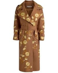 Alice + Olivia - Nevada Floral-Embroidered Trench Coat - Lyst