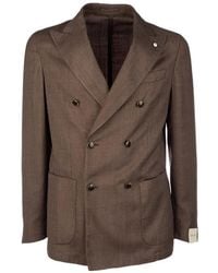 L.B.M. 1911 - Tom Double-Breasted Herringbone Jacket - Lyst