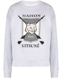 Maison Kitsuné - Fox-motif Mélange Cotton Sweatshirt - Lyst