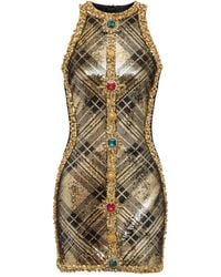 Balmain - Robe Sans Manches À Carreaux - Lyst