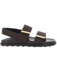 Tod's - Sandals With Banded Design And Metallic Details Logo - Lyst